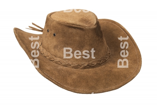 Brown cowboy leather hat