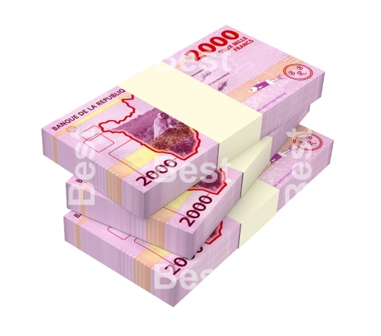 Burundian francs bills isolated on white with clipping path