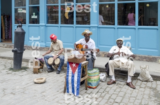 Elderly street musicians