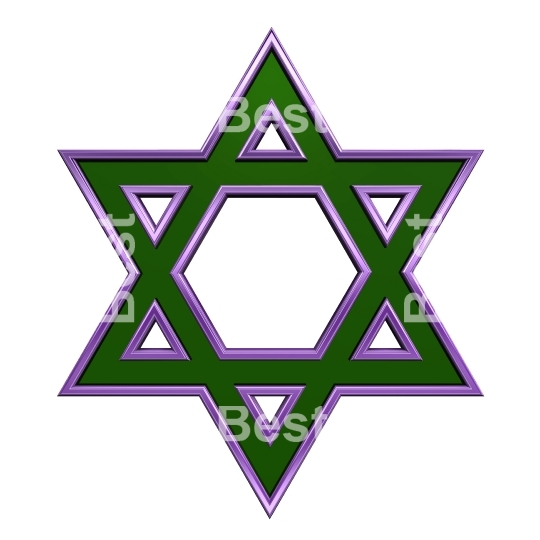 Green with purple frame Judaism religious symbol