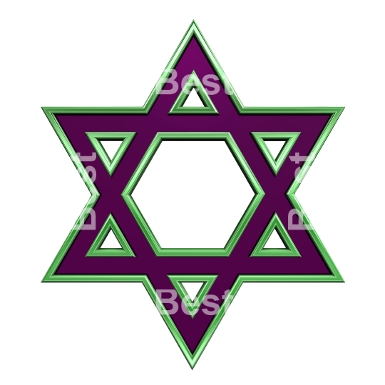 Purple with green frame Judaism religious symbol
