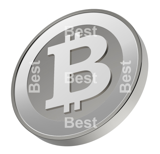 Silver bitcoin isolated on white