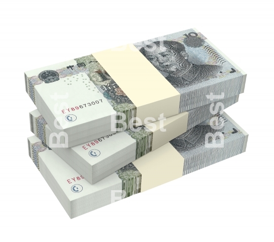 Yuan money isolated on white background. 