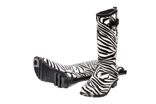 Zebra pattern rubber boots