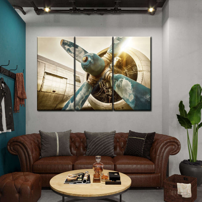 Vintage Airplane Multi Panel Canvas Wall Art