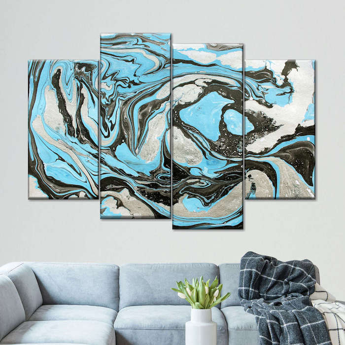 silver living room art