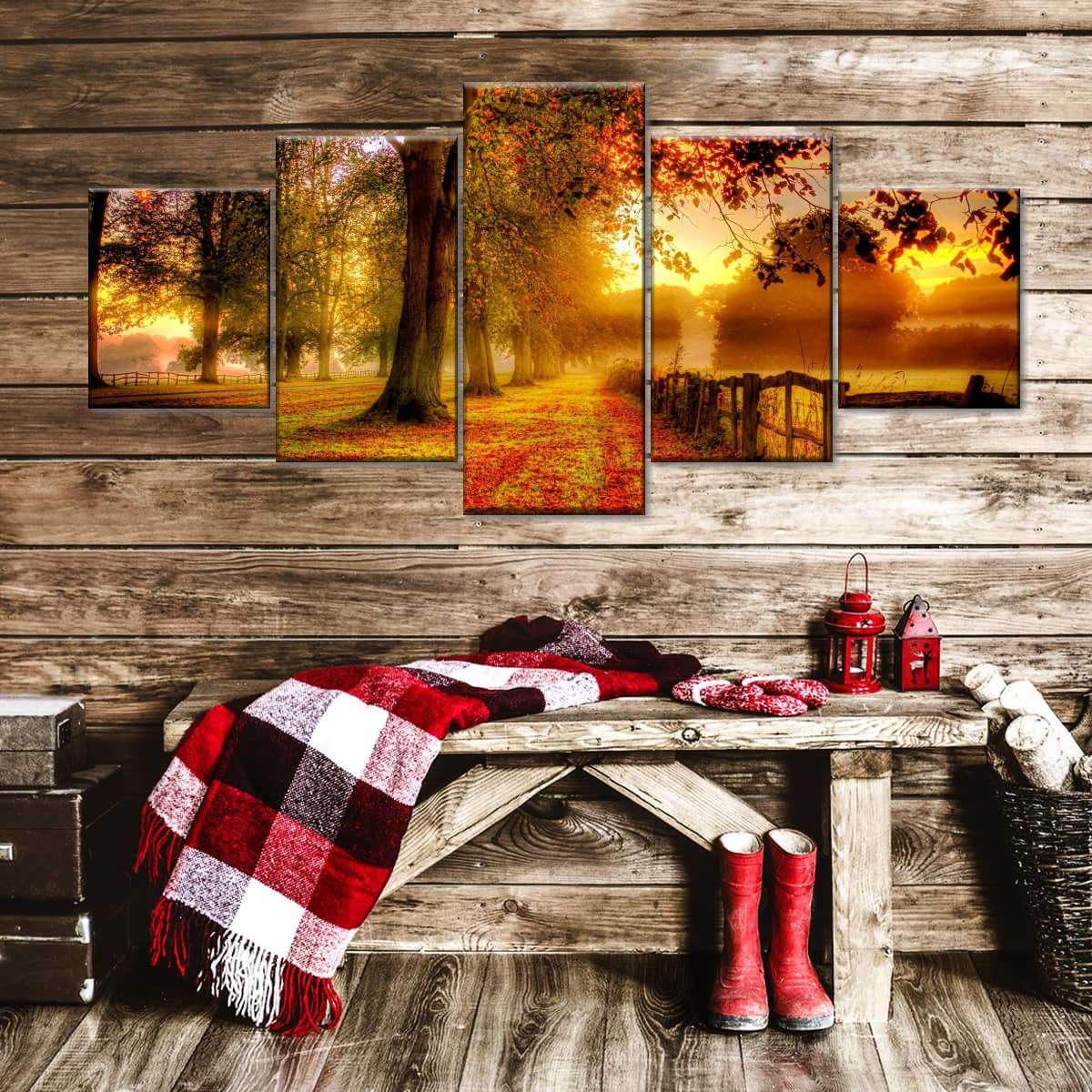New England Fall Multi Panel Canvas Wall Art