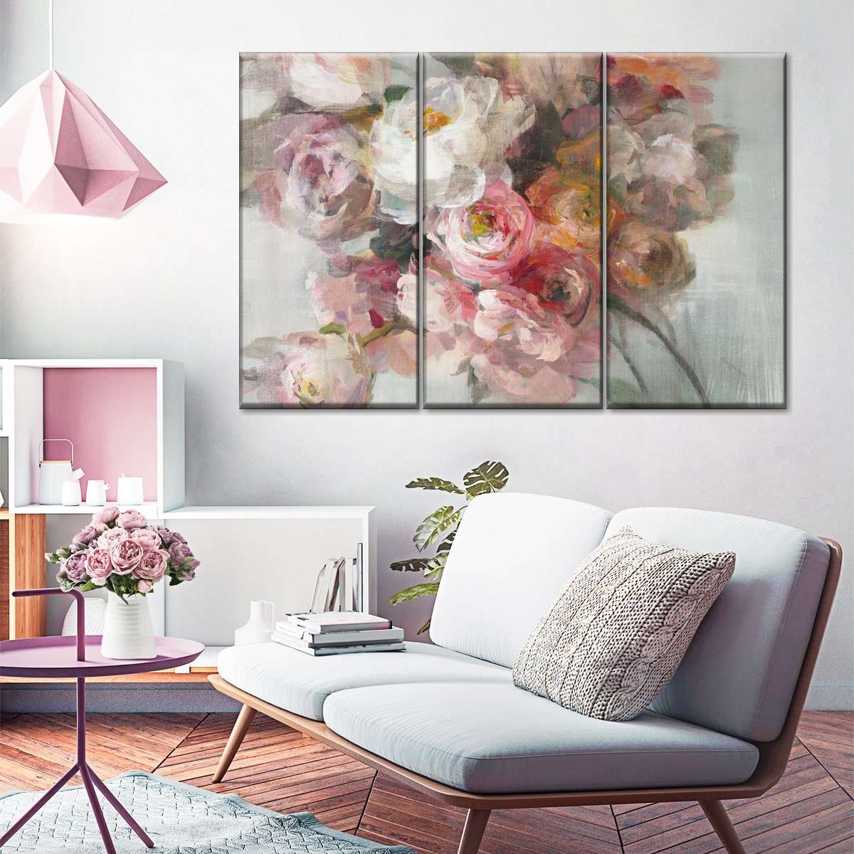 Blush Bouquet Multi Panel Canvas Wall Art