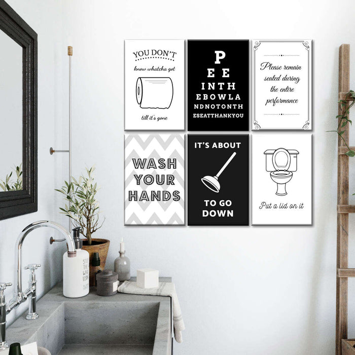 Bathroom humor canvas wall art