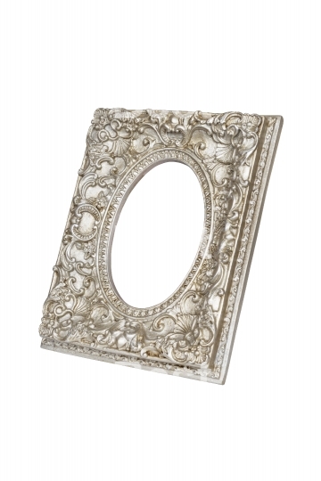Old silver round picture frame