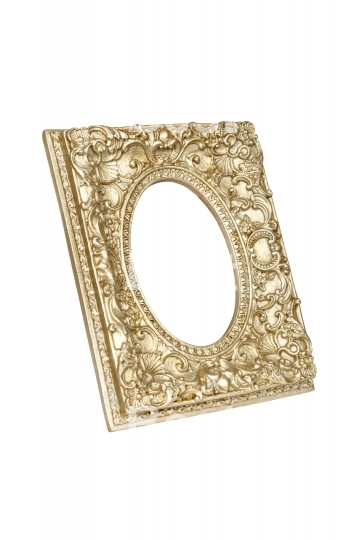 Old golden round picture frame