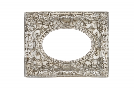 Old silver round picture frame