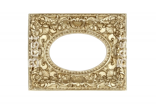 Old golden round picture frame