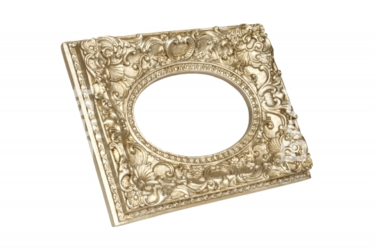 Old golden round picture frame