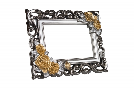 Silver carved picture frame with rose decor