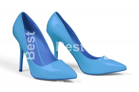 Blue high heel shoes