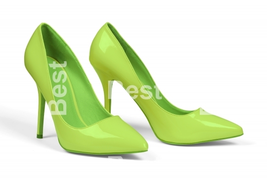 Green high heel shoes