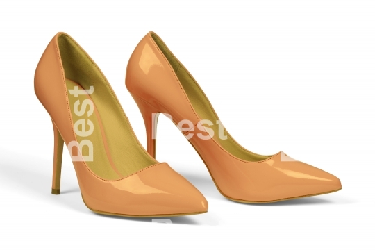 Yellow high heel shoes