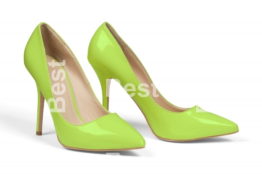 Green high heel shoes