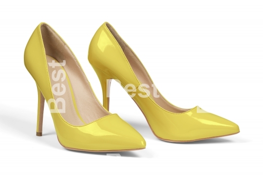 Yellow high heel shoes