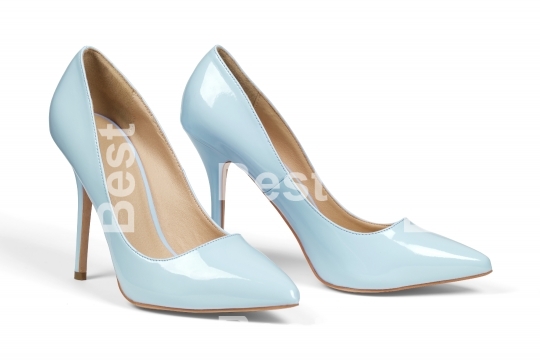 Blue high heel shoes