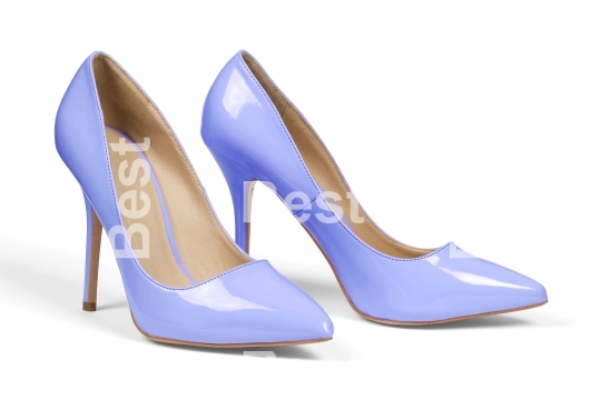 Blue high heel shoes