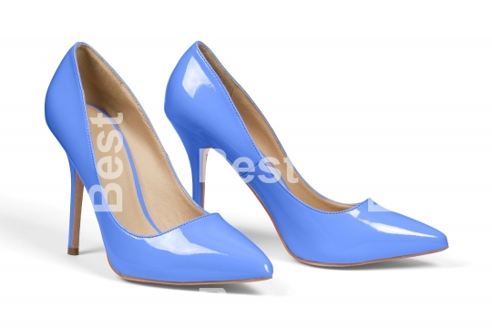 Blue high heel shoes