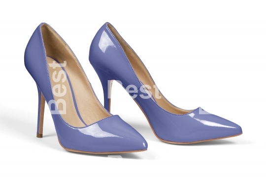 Blue high heel shoes