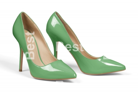 Green high heel shoes