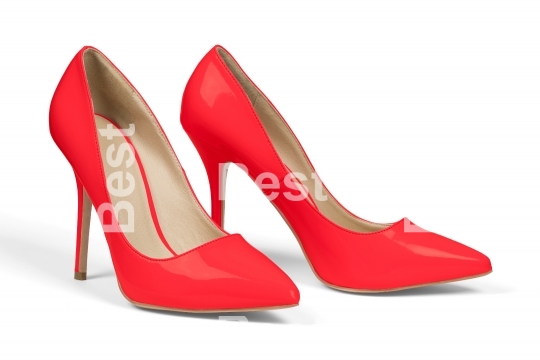 Red high heel shoes