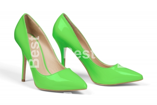 Green high heel shoes