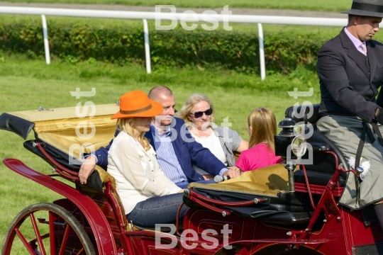 Race horses on the Partynice track in Wroclaw, Poland