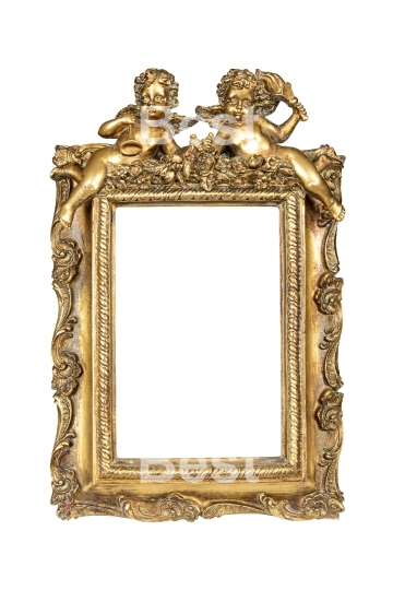 Gold picture frame with angels