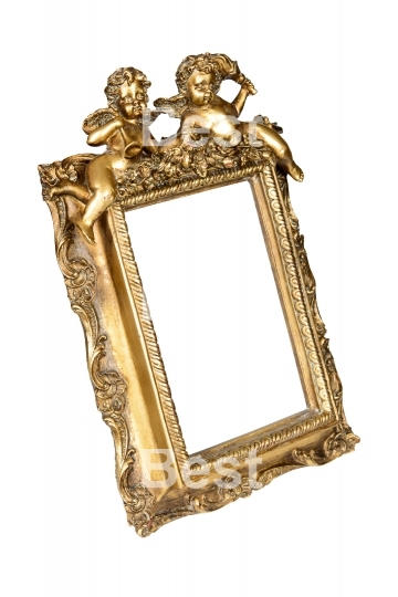 Gold picture frame with angels