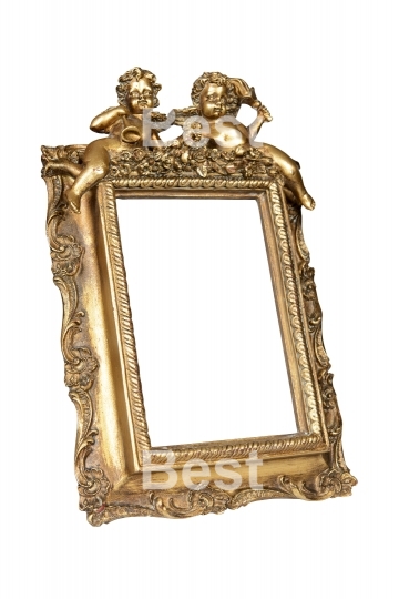 Gold picture frame with angels