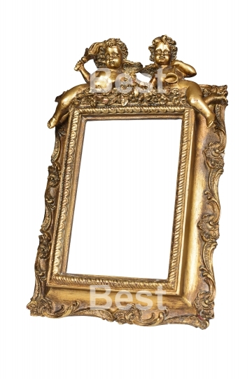 Gold picture frame with angels