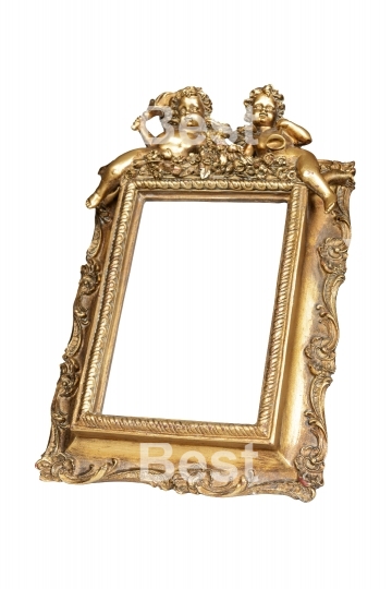 Gold picture frame with angels