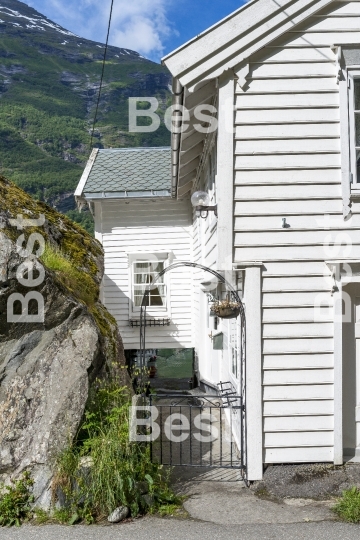 A view of the detail of a typical house in Geirangner