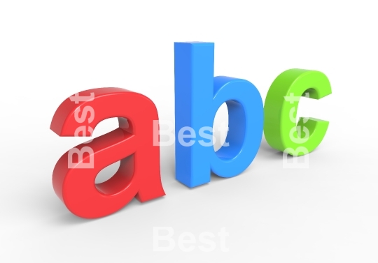 Abc text isolated over white.