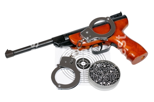 Airgun with handcuffs