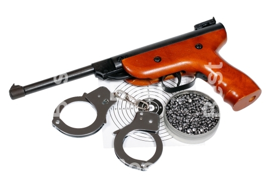 Airgun with handcuffs