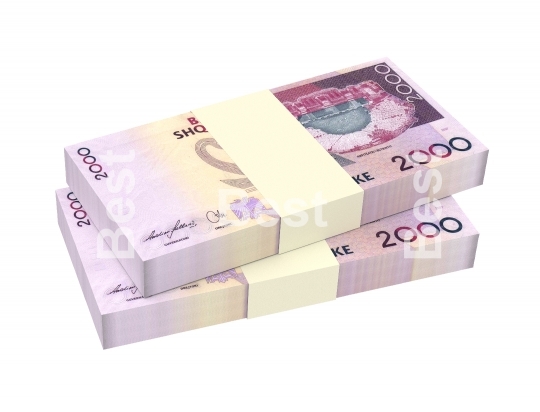 Albanian money isolated on white background