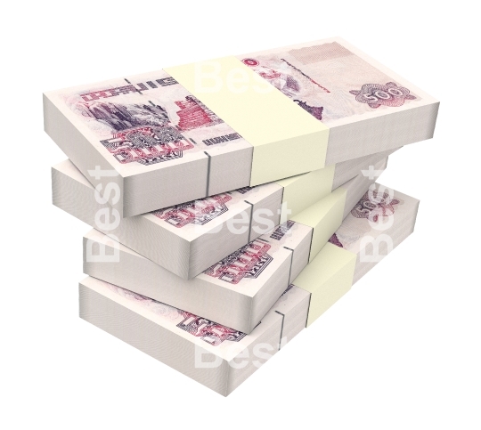 Algerian dinar bills isolated on white background