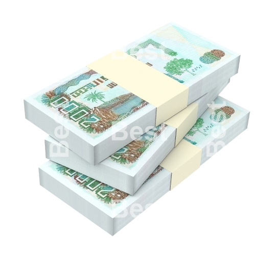 Algerian dinar bills isolated on white background