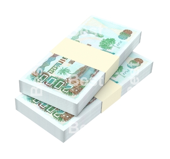 Algerian dinar bills isolated on white background