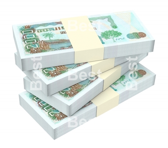 Algerian dinar bills isolated on white background