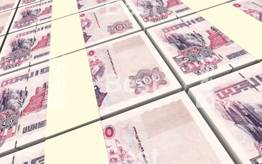 Algerian dinar bills stacks background