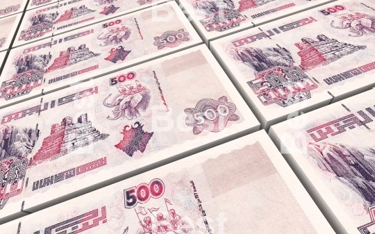 Algerian dinar bills stacks background