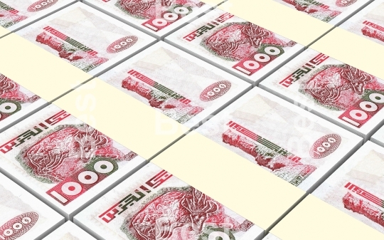 Algerian dinar bills stacks background