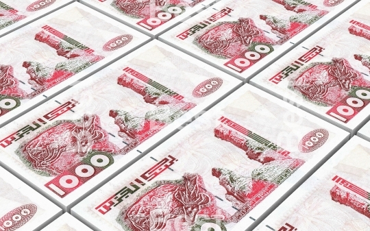 Algerian dinar bills stacks background